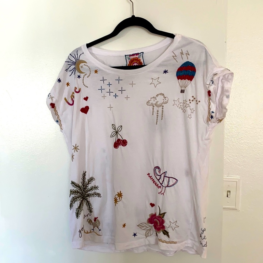Embroidered Johnny Was T-Shirt